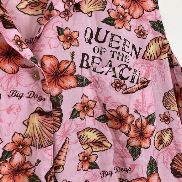 Big Dogs Women’s Collared Button Front “Queen of the Beach” Pink Size XL - Picture 2 of 6